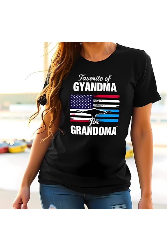 Patriotic Cotton Short Sleeve T-Shirt with Bird & " Favorite of GYANDMA for GRANDOMA " Design
