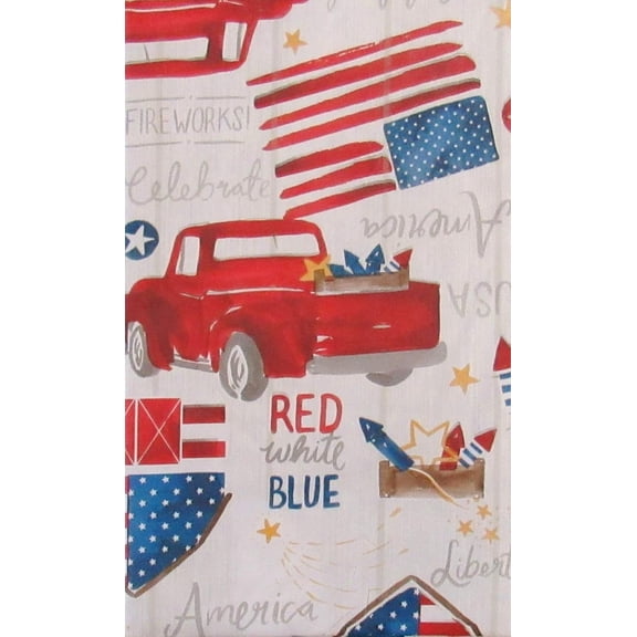 Patriotic Country Celebration Vinyl Flannel Back Tablecloth (52"x70" Oblong)