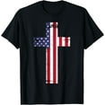 thumbnail image 1 of Patriotic Cross Funny USA Independence 4th Of July Graphic T-Shirt, 1 of 3