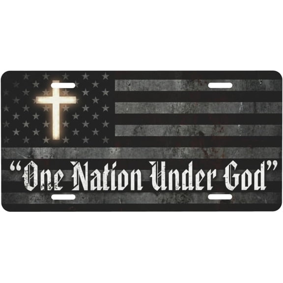 Patriotic Cross License Plate, Aluminum Decorative Front Plate, Patriotic Car Decor, 6 x 12 in