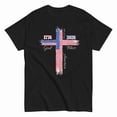 thumbnail image 1 of Patriotic Cross Shirt, God Bless America Christian Tee, 1776-2026 USA Flag T-Shirt, America 250th Anniversary Gift, 1 of 3