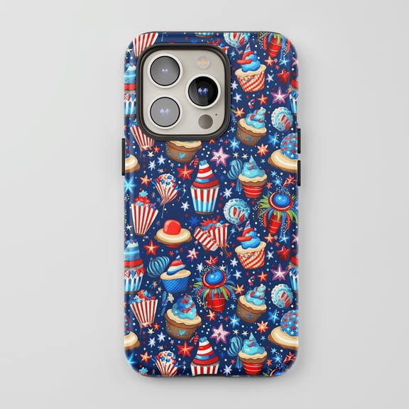 Patriotic Cupcakes For All iPhone Series Protective Phone Case Festive Red White Blue