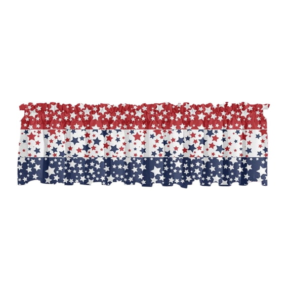 Patriotic Curtain Valance, 54 x 18 Inch Red White and Blue Star Short Curtains 4th of July Veterans Day Valances Rod Pocket Window Treatment for Home Kitchen Living Room Decor