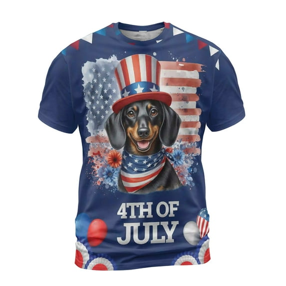 Patriotic Dachshund Celebrates 4th of July All Over Print 3D Shirt Unisex Merch Wiener Dog Lover Gifts Idea - 02009