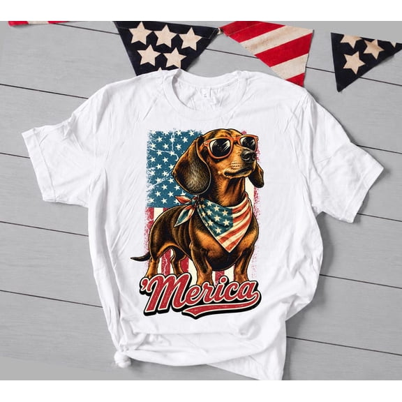 Patriotic Dachshund Shirt, American Flag Wiener Dog Tee, 4th of July Dog Shirt, Doxie Lover Gift, USA Puppy shirt, Independence Day Shirt