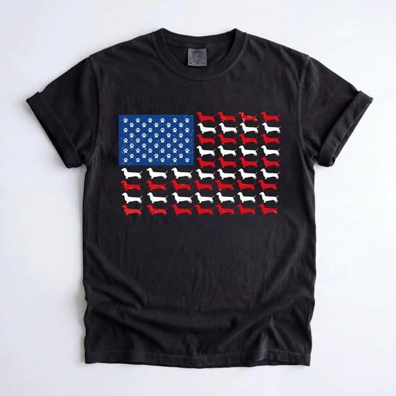 Patriotic Dachshund Shirt, American Flag Wiener Dog Tee, Distressed Doxie 4th of July Gift