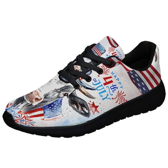 Patriotic Dairy Cow 4th Of July Shoes Sneakers for Women Men Black Size 11