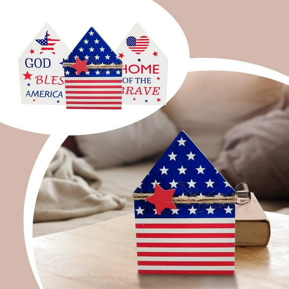 Patriotic Decorations 4th of July Decorations 4th of July Table Decorations 4th of July Tiered Tray Decor Patriotic Layout Props Table Red White and Blue Decorations Party Decorations Wooden Crafts