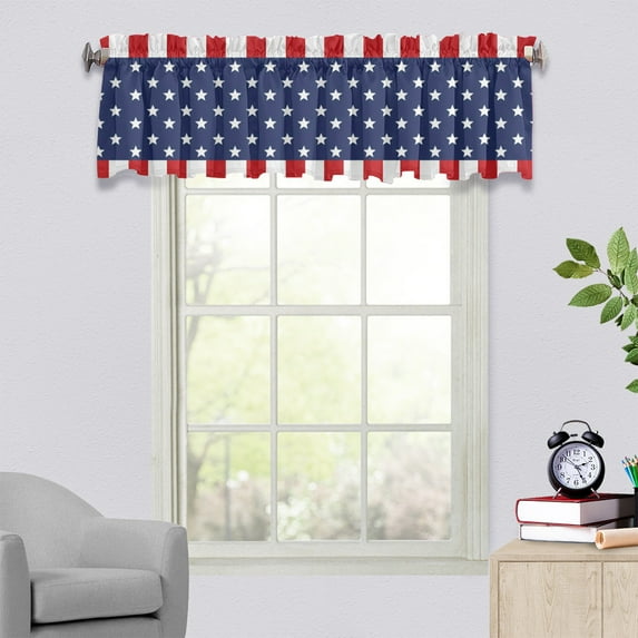 Patriotic Decorations Cheap Curtains Window 4th of July Kitchen Curtains Curtains for Bathroom Windows Cute Memorial Day Curtains, 137x45cm