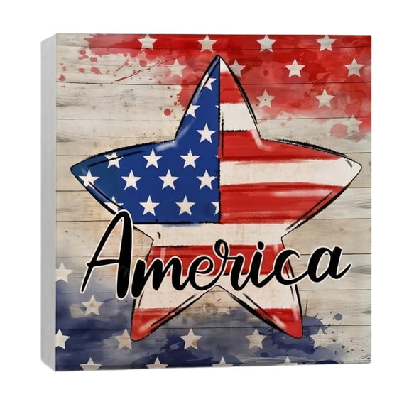 Patriotic Decorations, Floral Party Decorations, 5inSolid Star, Rustic Home Decor Farmhouse, Kitchen Shelf Decor, BlueandWhite Decor, Tabletop Display, 1 Pc