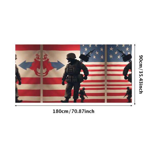 Patriotic Design Banner American Military Theme Stars and Stripes Pattern Decor for Indoor Outdoor Celebration Photography Backdrop