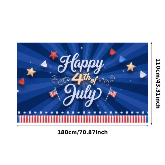 Patriotic Design Happy 4th of July Banner Decorative Pattern Stars and Stripes Celebration Flag for Independence Day Party Outdoor Event Home Decor