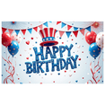 thumbnail image 1 of Patriotic Design Happy Birthday Banner Balloon Decoration Stars Stripes Party Backdrop for Birthday Celebration Independence Day Event Kids Party, 1 of 7