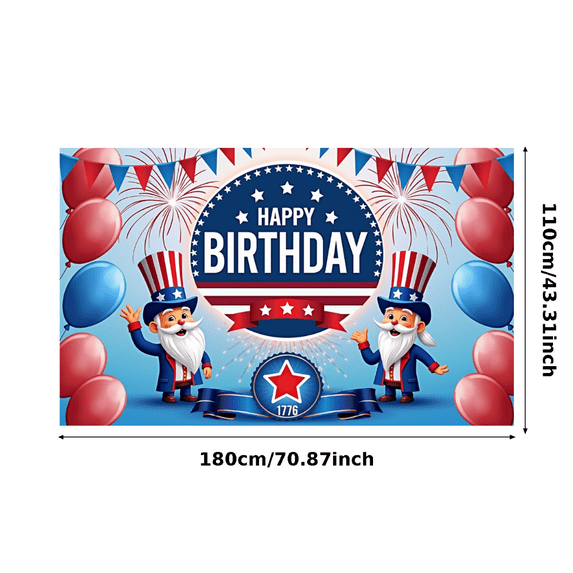 Patriotic Design Happy Birthday Banner Red Blue White Balloon Decoration Fourth of July Independence Day Celebration for Birthday Party Event Decoration Holiday