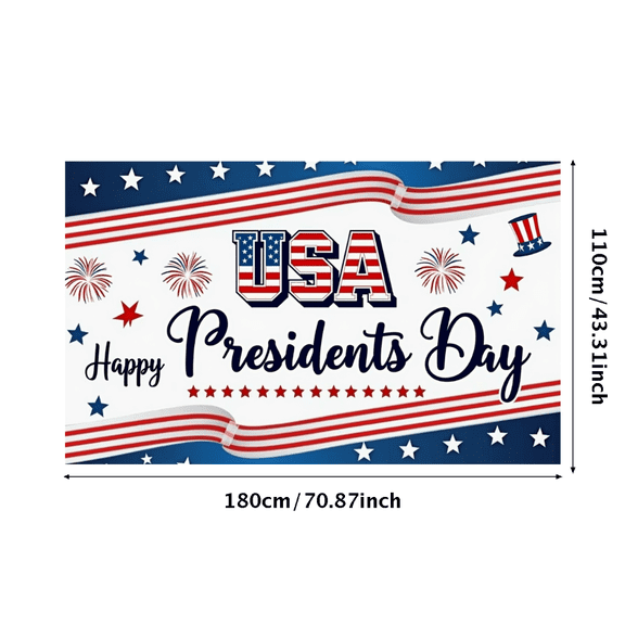 Patriotic Design Happy Presidents Day Decorative Polyester Banner for National Celebration Indoor Outdoor Events