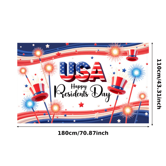 Patriotic Design Happy Presidents Day Decorative Polyester Banner for National Celebration Indoor Outdoor Events