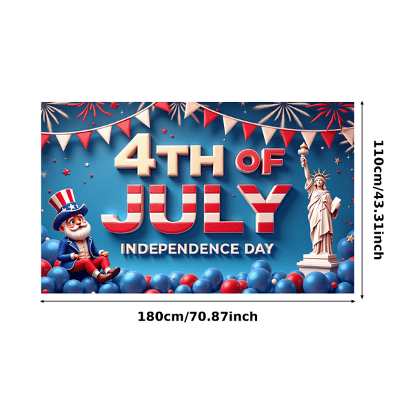 Patriotic Design Independence Day Celebration Banner Colorful Fireworks Fourth of July Decoration for National Day Event Holiday Party