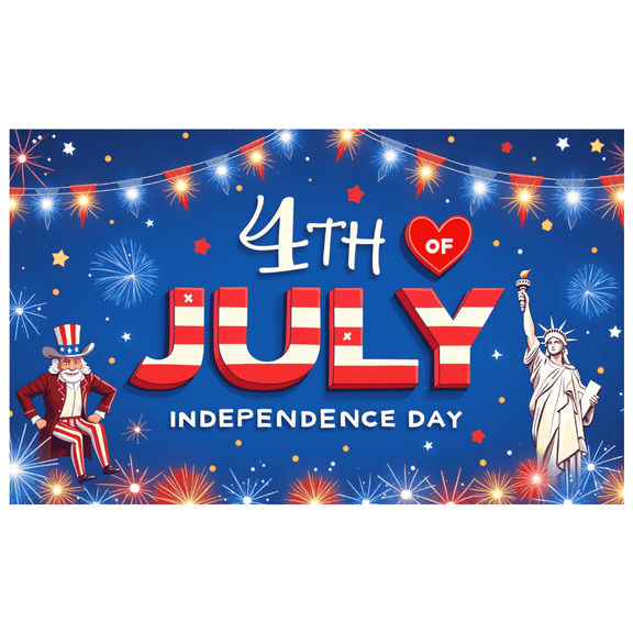 Patriotic Design Independence Day Celebration Banner Colorful Fireworks Fourth of July Decoration for National Day Event Holiday Party