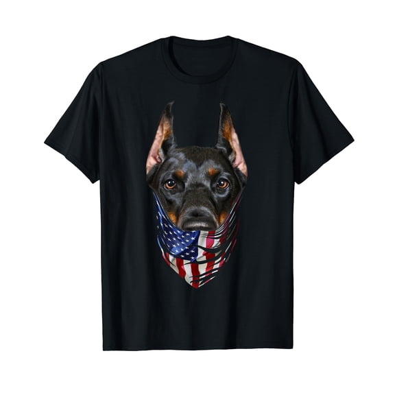 Patriotic Doberman in USA America Bandana, Dog T-Shirt