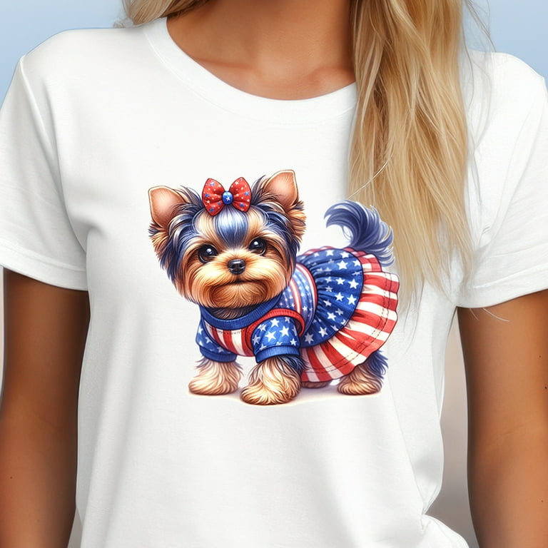 Patriotic Dog 4th of July Dog Yorkshire Terrier Shirt Yorkie T Shirt Tee Walmart