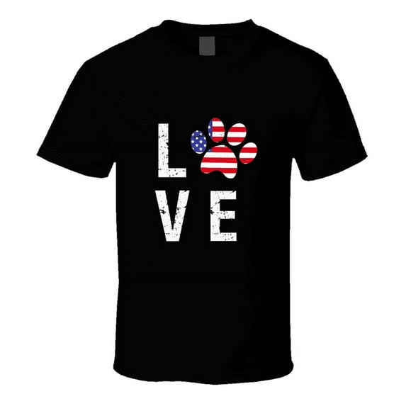 Patriotic Dog Paw Love Tshirt Novelty Tee Is A Great Gift For Pet Lovers T-shirt