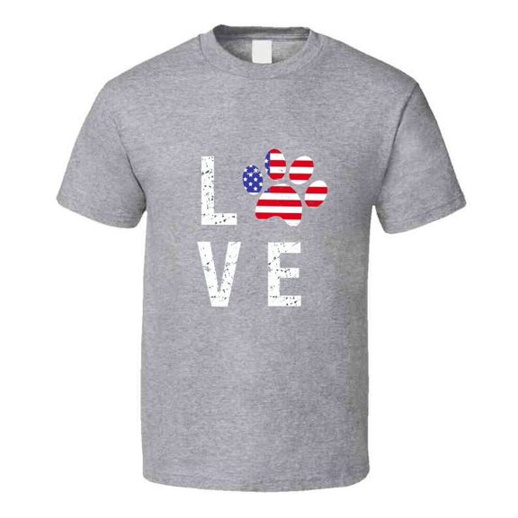 Patriotic Dog Paw Love Tshirt Novelty Tee Is A Great Gift For Pet Lovers T-shirt