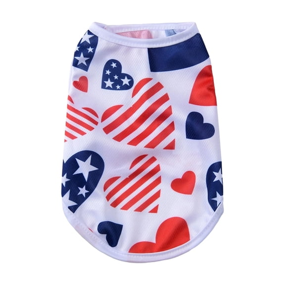 Patriotic Dog Shirt for 4th of July, American/Flag Pet Tank Top for Summer, Breathable Lightweight Dog Clothes for Independence Day, for Small Medium Large Dogs White Size:S