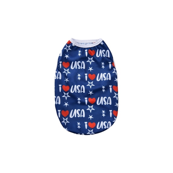Patriotic Dog Shirt for 4th of July, Flag Pet Tank Top for Summer, Breathable Lightweight Dog Clothes for Independence Day, for Small Medium Large Dogs Blue Size:M