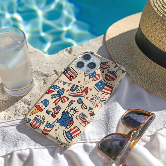 Patriotic Doodle Tough Case for iPhone, Dual-Layer TPU Liner Cover