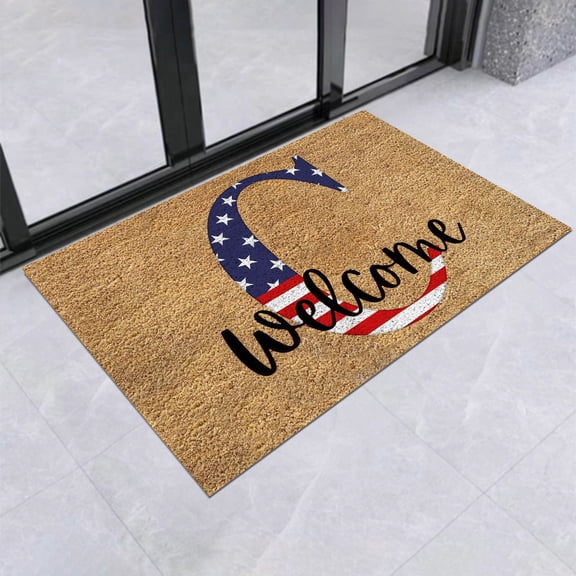 Patriotic Door Mat 20x32in A, 4th July Non Slip Welcome Mat for Backyard Patio, Independence Day Absorbent Rug for Outdoor Use – Multi Location Entrance
