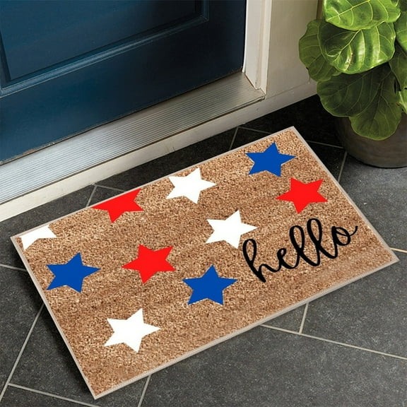 Patriotic Door Mat 4th Of July Welcome Rug Non Slip Funny Independence Day Indoor Outdoor Floor Decor 24x16 Inch