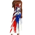 thumbnail image 1 of Patriotic Dress for Women Sleeveless V Neck Maxi Sundress Red White and Blue Print Dress Fourth of July Outfit for Independence Day Parade, 1 of 8
