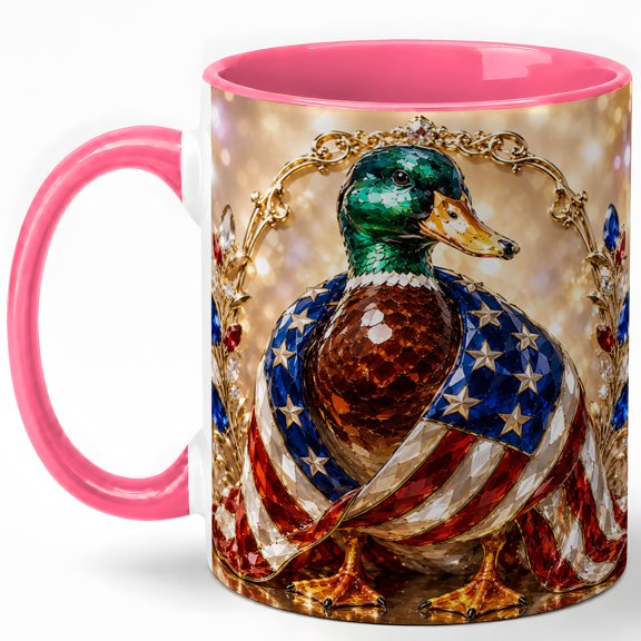Patriotic Duck Coffee Mug, Mallard Bird Mug, Ceramic 11 oz