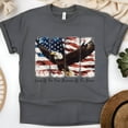 thumbnail image 1 of Patriotic Eagle American Flag Graphic T-Shirt | Land of the Free Quote Tee, Dark Heather, Size S, 1 of 6