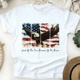 thumbnail image 1 of Patriotic Eagle American Flag Graphic T-Shirt | Land of the Free Quote Tee, White, Size S, 1 of 6