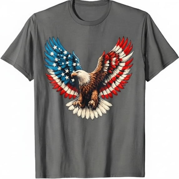 Patriotic Eagle American Flag T-Shirt, USA Freedom Graphic Tee, Fourth of July Shirt, Bald Eagle Independence Day Tee