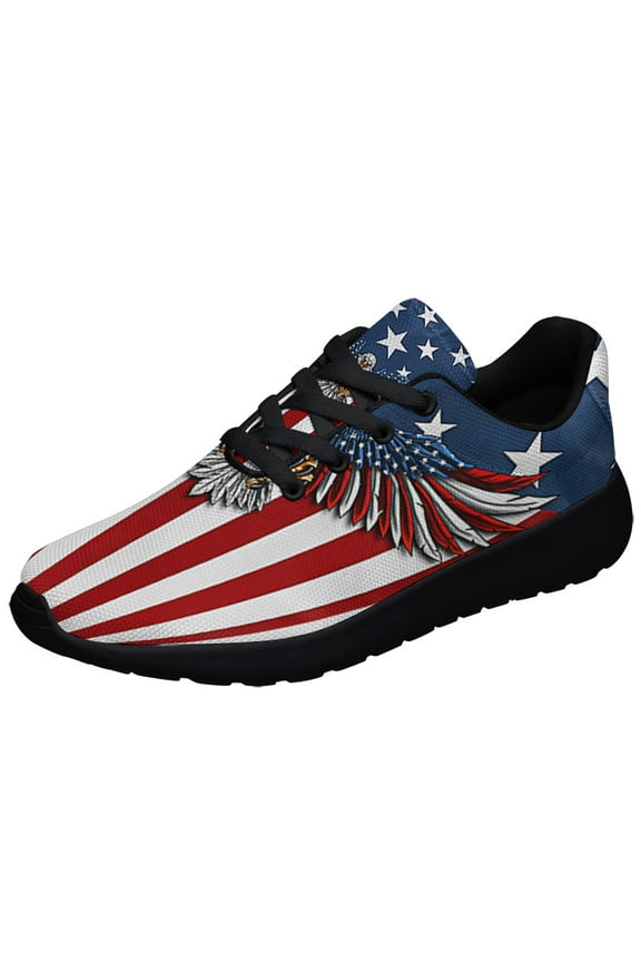 Patriotic Eagle American flag Shoes Sneakers Black Size 5