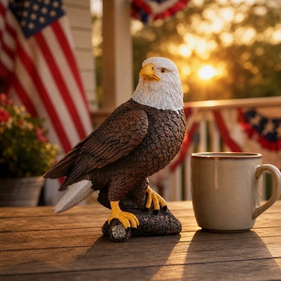 Patriotic Eagle Animal Craft Ornaments, Exquisite Handmade Sculptures, Classic Holiday Decor for Home, Courtyard, Shelf Display and 4th Of July Scene Decoration