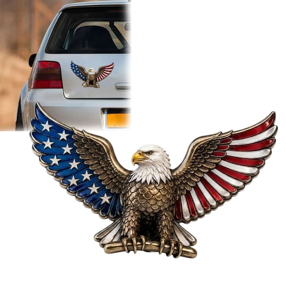 Patriotic Eagle Car Emblem Metal USA Flag Badge Adhesive Auto Decal for Truck SUV Motorcycle RV Toolbox Vehicle Exterior Decoration Patriotic Gift Accessory