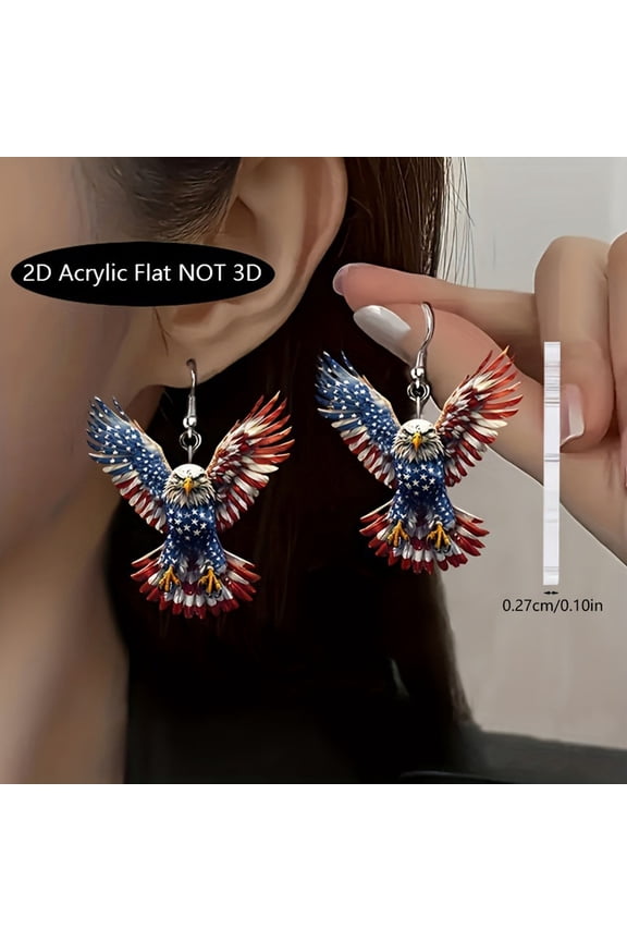 Patriotic Eagle Earrings for Women, Independence Day Acrylic Drop Earrings, Red White Blue Patriotic Dangle Jewelry for Party Daily Wear