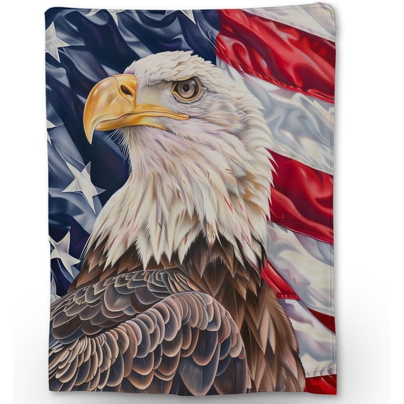 Patriotic Eagle Flannel Throw Blanket, Soft Cozy Lightweight Animal Blankets Ideal for Couch, Bed, Travel, Outdoor & Home Decor, Warm Fluffy Fuzzy Blanket for Adults Kids Men Boys 60×50 in
