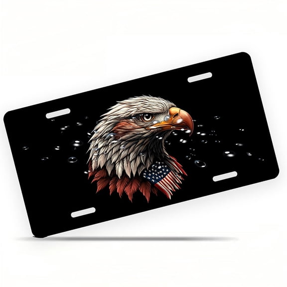 Patriotic Eagle Front License Plate, Metal License Plate, Funny Standard Plates Personalized Novelty Decorative For Men/Women/Boys/Girls Car 6×12 Inch