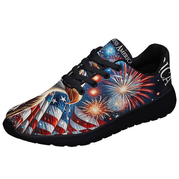 Patriotic Eagle God Bless America Shoes Sneakers Black Size 5