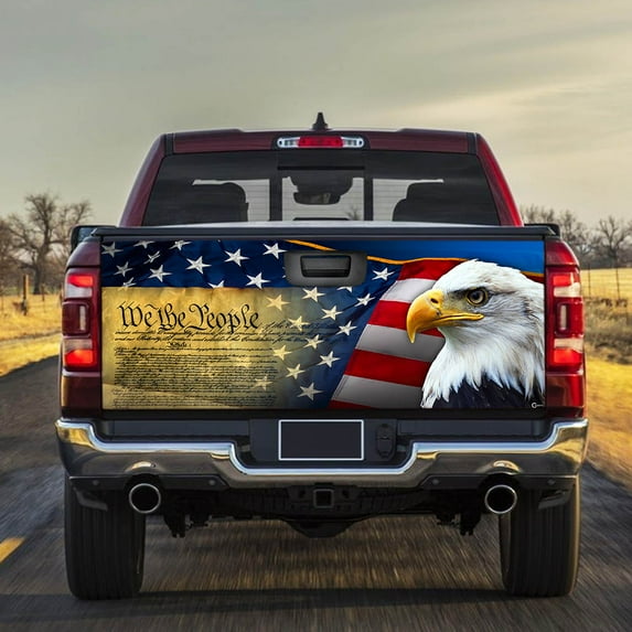 Patriotic Eagle God Bless America Truck Tailgate Decal Sticker Wrap MLH1202TD - 58x24 in