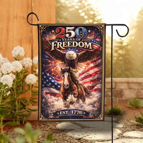Patriotic Eagle Horse Flag, America 250 Years Freedom, 4th July Outdoor Decor 28x40 POLE NOT INCLUDED House Flag