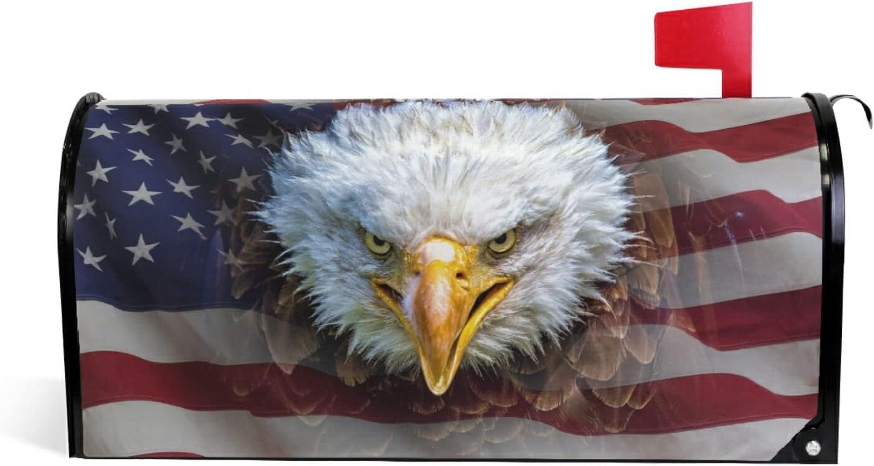 Patriotic Eagle Mailbox Cover USA American Flag Mailbox Covers Magnetic Standard Size 18" X 21" Mailbox Wraps Post Letter Box Cover Garden Decorations
