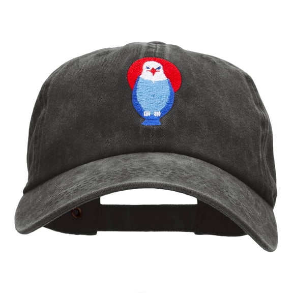 Patriotic Eagle Motif Embroidered Unstructured Cotton Cap - Black OSFM