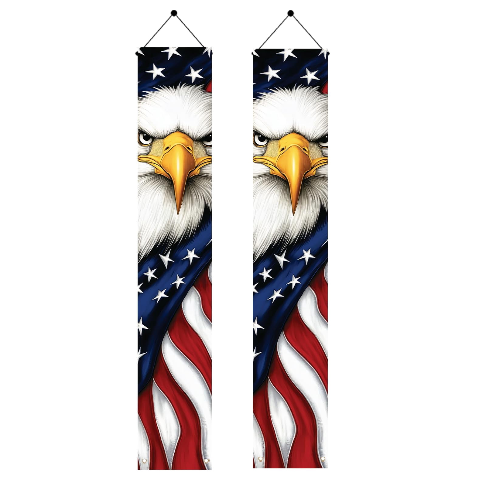 Patriotic Eagle Porch Banners 71x12 Inch American Flag Independence Day Outdoor Decorations Bald Eagle Hanging Porch Signs 4th of July Memorial Day Veterans Day Home Decor