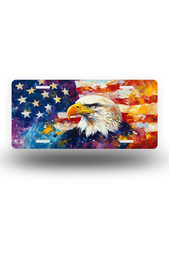 Patriotic Eagle Portrait Front License Plate,Metal License Plate,Funny Standard Plates Personalized Novelty Decorative For Men/Women/Boys/Girls Car 6×12 Inch