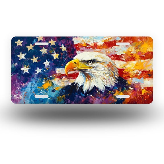 Patriotic Eagle Portrait Front License Plate,Metal License Plate,Funny Standard Plates Personalized Novelty Decorative For Men/Women/Boys/Girls Car 6×12 Inch